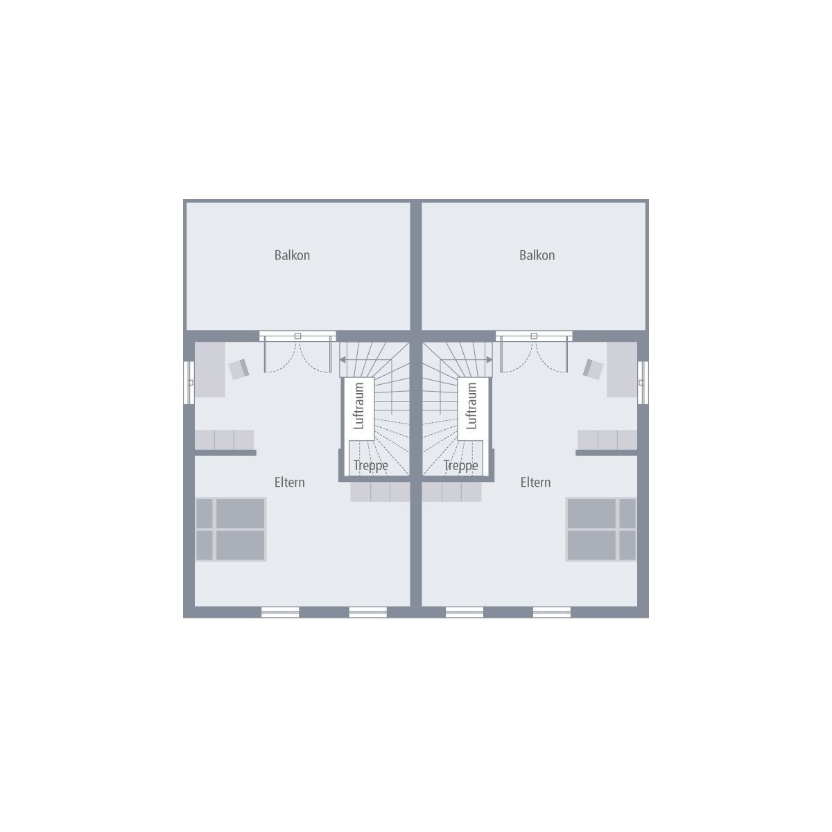 GEHOBENES DOPPELHAUS AUF 2,5 ETAGEN
